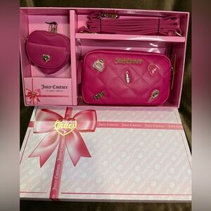 Juicy Couture Puffer Camera Bag & Heart Dangle Coin Pouch Gift Set NIB